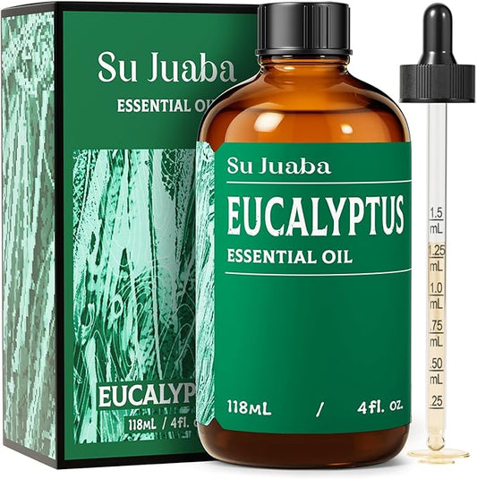 SU JUABA Eucalyptus Essential Oil 4 Fl Oz, 100% Pure Natural for Hair Care, Diffuser, Skin Care,Shower, Aromatherapy- 118ML Bloomnest