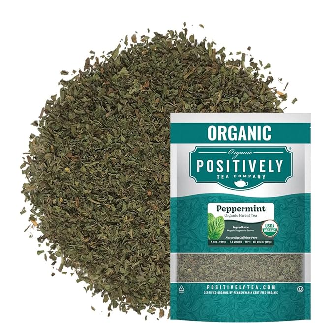 Organic Positively Tea Company, Peppermint Leaf, Herbal Tea, Loose Leaf, 4 Ounce - Bloomnest