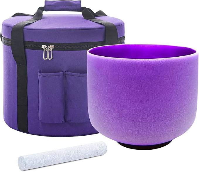 Hye-eun 8 Inch B Note Purple Quartz Crystal Singing Bowl 432hz Crown Chakra Sound Healing With Carrying Case for Yoga - Bloomnest