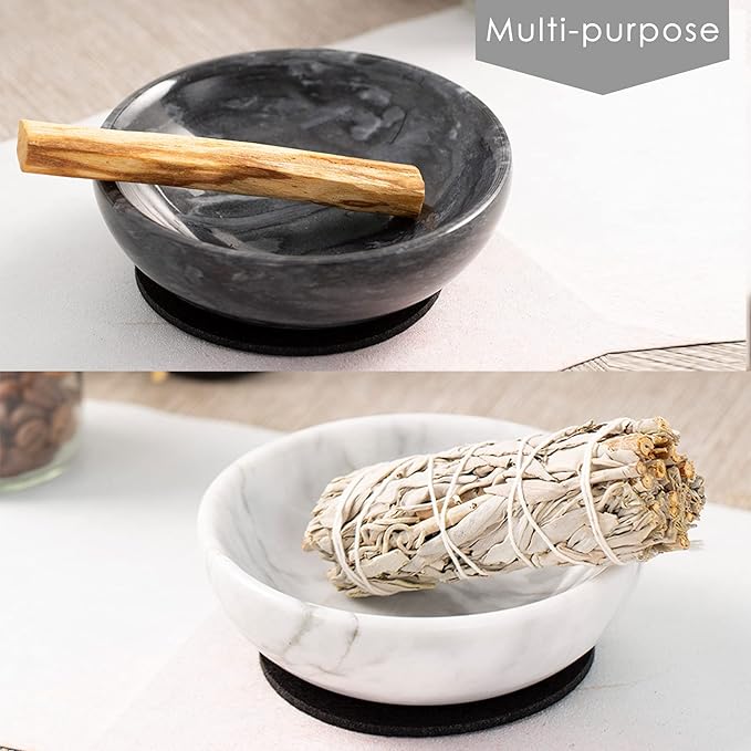 Incense Holder, Beautiful Natural Marble Incense Burner for Meditation, 9 Incense Holes Suitable for Most Types (Black) - Bloomnest