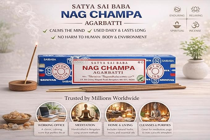Satya Nag Champa 15grams x 3 Packs Incense Sticks with Giftbrit Incense Sticks Holder for Positivity, Meditation, Relaxation, Yoga, Healing