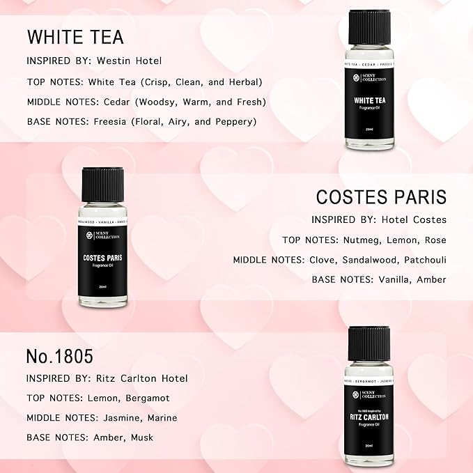 Hotel Diffuser Oil Set - Inspired by 5-Star Hotels - Gift Set for Diffuser & Room Scenting - Aromatherapy Oils with Notes of Cardamom, Tuscan Leather, and Sandalwood (20 ml/ 0.68 fl oz,Top 10 Scents) - Bloomnest
