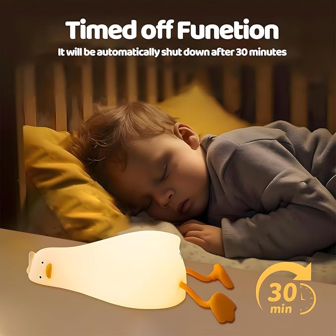 Lying Cute Duck Lamp Night Light for Kids,Cute Room Decor Silicone Duck Lamp for Baby,Night Lights for Baby Nursery,3-Colors USB Rechargeable Gift for Kids Boys and Girls Bedroom Decor - Bloomnest