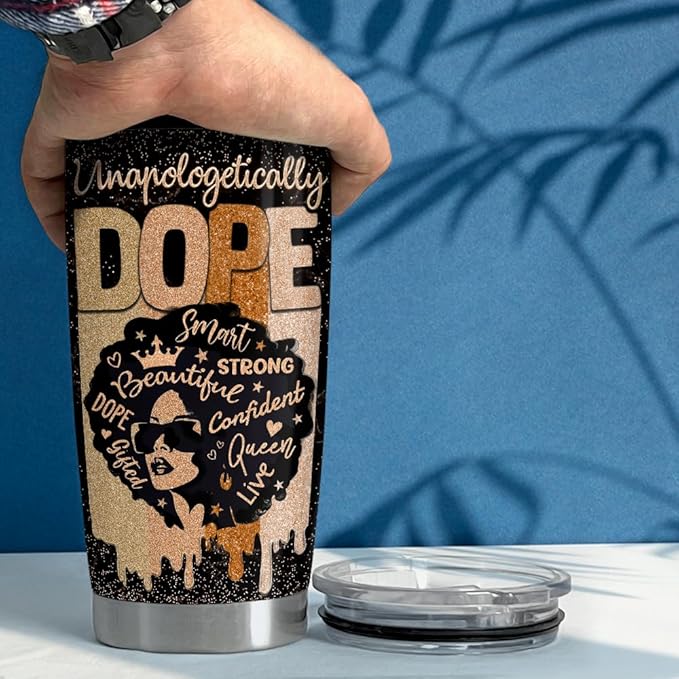 SANDJEST Inspirational Gifts for Women Black Woman Inspiration Tumbler 20oz Stainless Steel Insulated Coffee Travel Mug Cup Motivational Gift for Women Birthday Christmas - Bloomnest