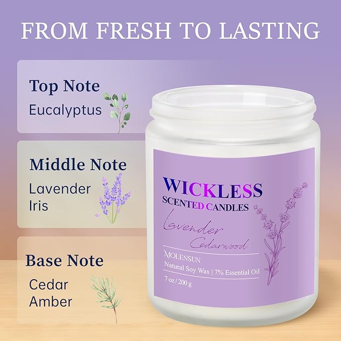 Lavender Cedarwood Wickless Candle for Candle Warmer Lamp with 10ml Essential Oil for Custom Aroma, Flameless Non-Toxic Soy Scented Candle for Home, Christmas Holiday or Birthday Gift for Women & Men - Bloomnest