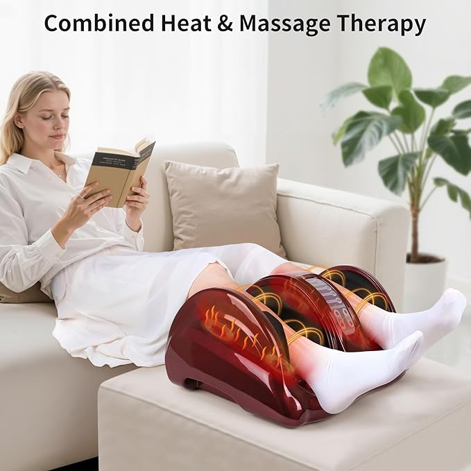 Foot Massager with Heat, Shiatsu Foot Massager for Circulation and Pain Relief and Heat Therapy, Ankle, Calves and Feet Massage with Deep Kneading Rolling, Gifts for Women Men Mother Father - Bloomnest