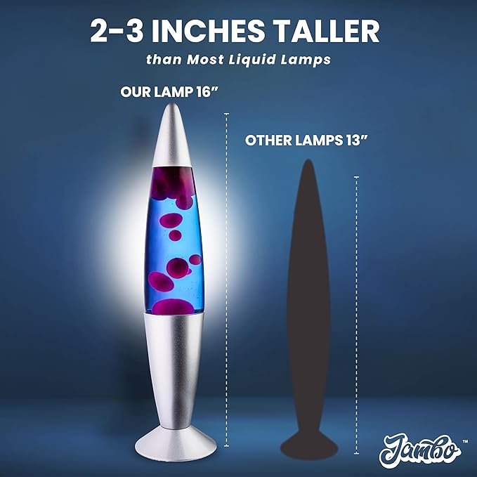 JAMBO 16" Beautiful Liquid Lamp- Blue with Purple Wax, Relaxing Magma Light, Night Light Nightlight, Home Decor Living Room Office Bedroom Lamp for Adults Teens Kids - Bloomnest