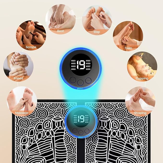 EMS Foot Massager with TENS & Muscle Stimulator, Electric Foot Massagers for Neuropathy Pain Relief, Transcutaneous Electronic Nerve Stimulator & Vagus Nerve Stimulator Device