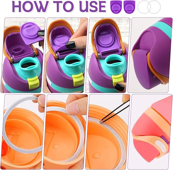 2 Sets Replacement Stopper and O Ring Gasket Compatible with Owala FreeSip 24oz 32oz,Water Bottle Lid Insert Cap Rubber Seal Parts for Owala 16/19/24/32/40oz Mouthpiece Accessories F4 Frokolla