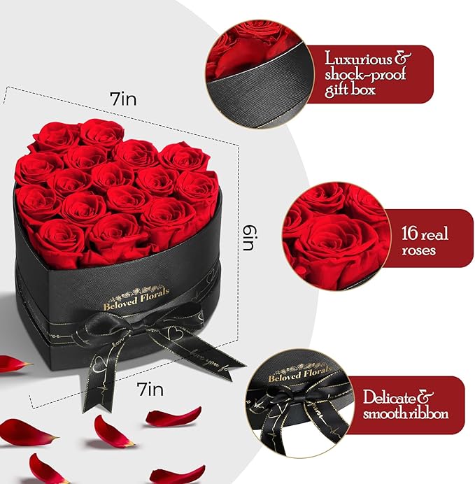 16 Preserved Flowers Rose Birthday Gifts for Women Her Mom Wife Girlfriend Grandma on Valentines Mothers Day Christmas Anniversary Romantic - Bloomnest
