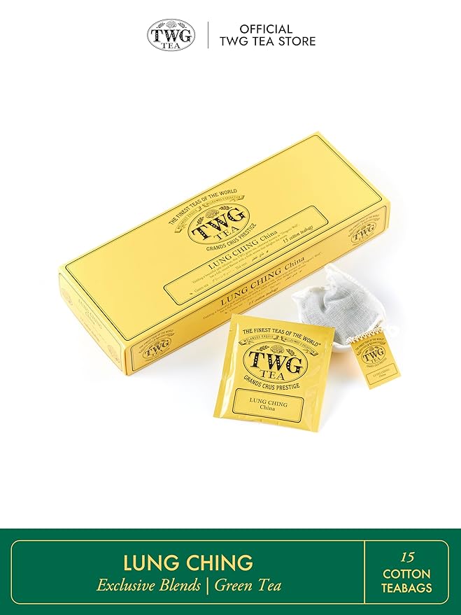 TWG Tea | Lung Ching | Green Tea | Aromatic Jade Infusion | 15 Hand Sewn Cotton Teabags | Gift Set - Bloomnest