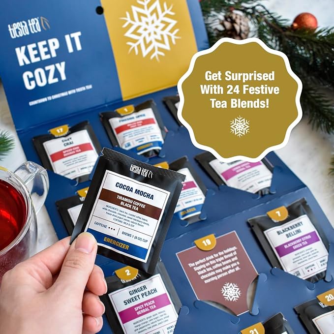 Tiesta Tea Advent Calendar 2025, Loose Leaf Herbal Tea Variety Pack, 24 Exquisite Loose Leaf Blends for Brew Lovers, Box of Herbal and Fruit Infusions, Hot or Iced, Holiday Gift Set Package - Bloomnest