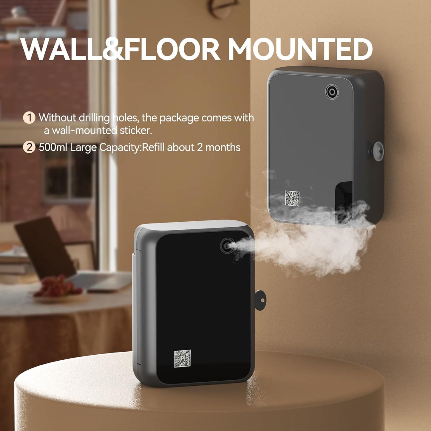 Smart Essential Oil Diffuser with Bluetooth,Waterless Scent Machine for Home,Office,Hotel,and Large Room – Timer Function & Quiet Operation,Black