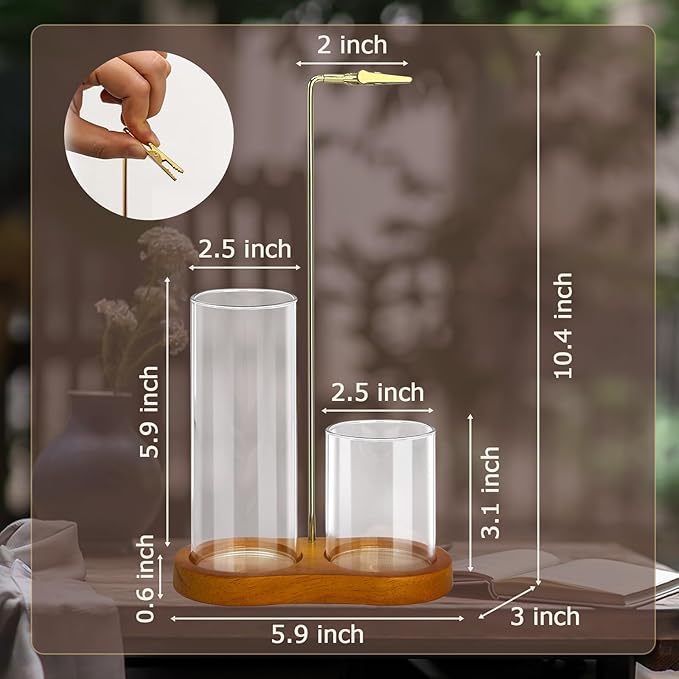 Incense Holder for Sticks, 2 in 1 Incense Burner Holder with Glass Ash Storage and Incense Sticks Organizer, Incense Holder for Meditation Yoga Spa Indoor Outdoor Decor