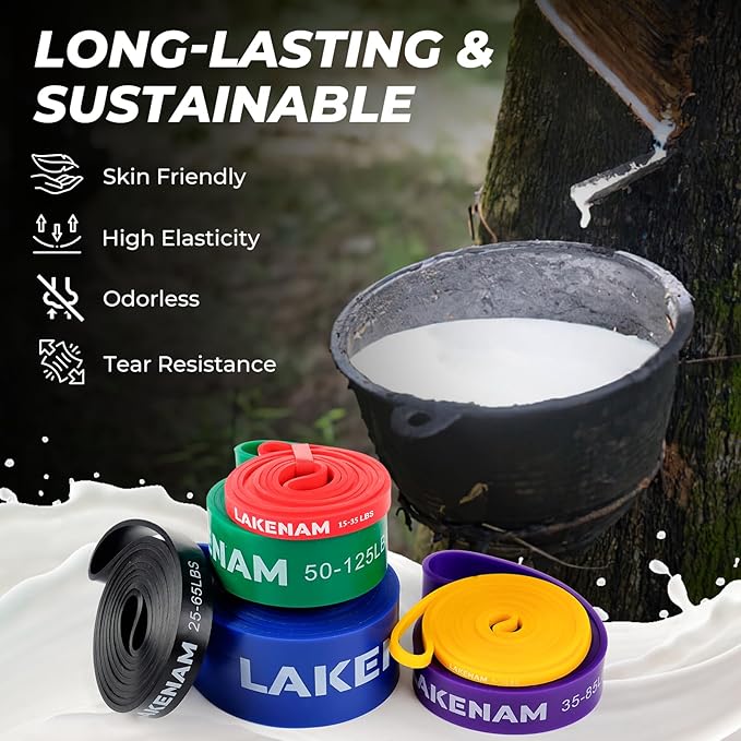 Resistance Bands Set, Exercise Workout Pull Up Assistance Bands with 6 Resistance Levels, Muscle Training Straps for Fitness, Working Out, Body Stretching, Physical Therapy, More