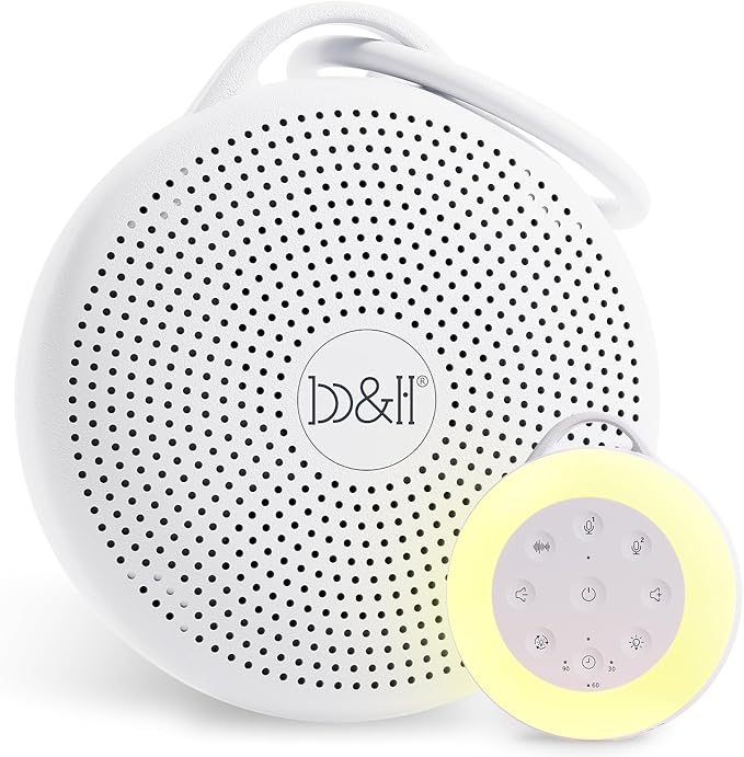 b&h Portable White Noise Machine with Night Light - Sound Machine for Baby, Bluetooth Speaker, 24 Soothing Sounds, 9 Colors Light, Timer, Rechargeable Sleep Machine for Home and Travel - Bloomnest