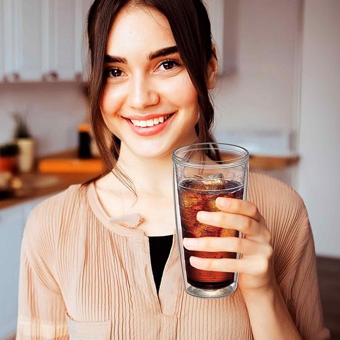 Amazing Abby - Alaska - 24-Ounce Insulated Plastic Tumblers (Set of 4), Double-Wall Plastic Drinking Glasses, All-Clear Reusable Plastic Cups, BPA-Free, Shatter-Proof, Dishwasher-Safe - Bloomnest