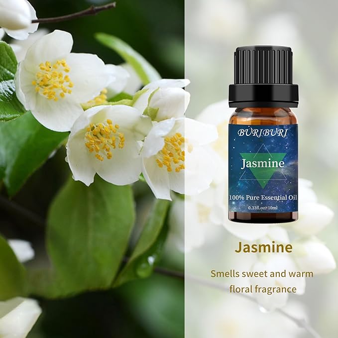 BURIBURI Jasmine Essential OIil and Eucalyptus Oil 2Pack Natural Eucalyptus Essential Oils 10ml for Diffusers (Jasmine+Eucalyptus) BURIBURI