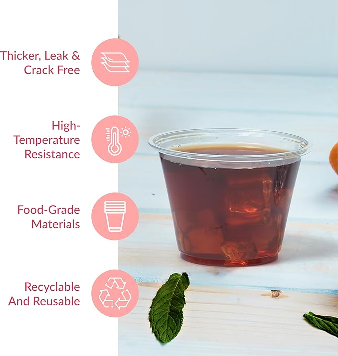 Prestee Clear Plastic Cups – 9oz Disposable PET Water, Wine, and Drink Glasses – Crystal Clear, Durable, Recyclable Party Cups – 100 Count for Holiday, Events, Coffee Shops, Restaurants - Bloomnest