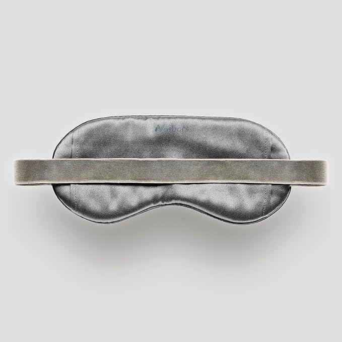 22mm Mulberry Silk Beauty Sleep Mask with Velvet Band & Travel Pouch, Light Blocking, Hair & Skin Friendly,Grey, Gift Packaging - Bloomnest