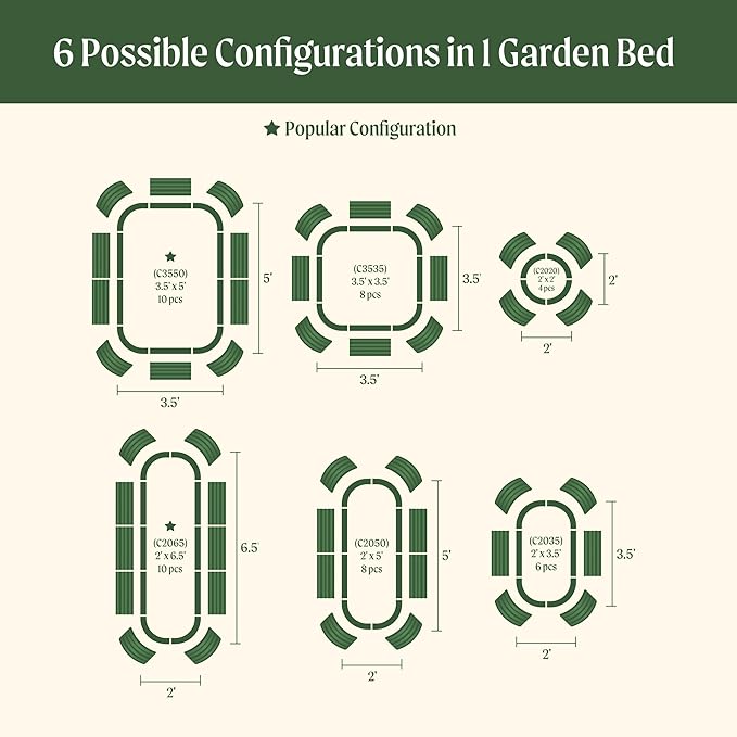 Vego garden Raised Garden Bed Kits, 17" Tall 6 in 1 Modular Metal Raised Planter Bed for Vegetables Flowers Patio Ground Planter Box-Olive Green - Bloomnest