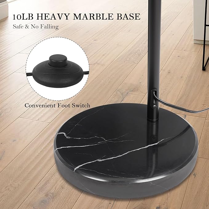 Arc Floor Lamp, Dimmable Dome Floor Lamp with Remote & Foot Switch, Modern Standing Lamp 3000-6500K 25W Integrated LED Bulb, Black Tall Lamp Over Couch Lamps for Living Room Bedroom Offices(Black) - Bloomnest