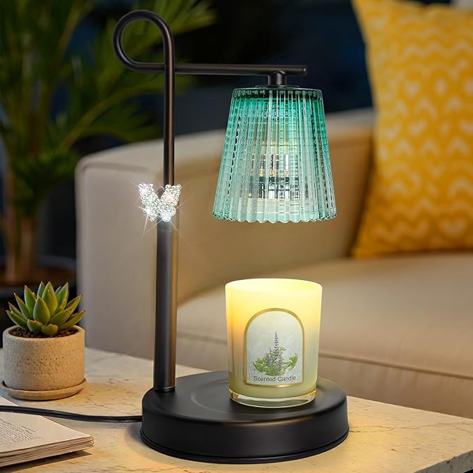 Candle Warmer Lamp with Timer Dimmer, Adjustable Height Wax Warmer Lamp for Jar Candle, Wax Melter House Warming Gifts New Home Décor, Birthday Gifts for Women Mom (Black - Butterfly) - Bloomnest