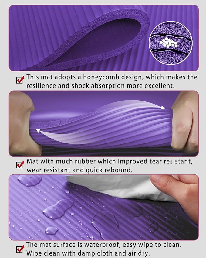 Yoga Mat Thick Wide Yoga Mats for Women Men Large Exercise Mat 78"x35" 1/2 Inch Workout Mat for Home Gym, with Carrying Yoga Bag