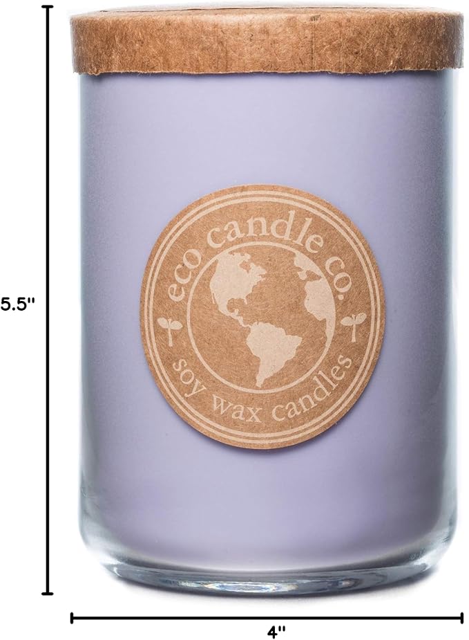 ECO CANDLE CO. Recycled Candle, Lavender Lemon, 26 oz. - Scents of Lavender & Lemons - 100% Soy Wax, No Lead, Kraft Paper Label & Lid, Hand Poured, Phthalate Free, Made from Midwest Grown Soybeans - Bloomnest