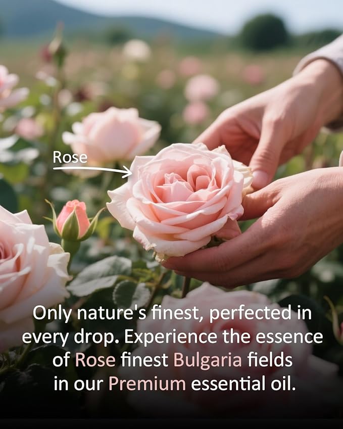 Rose Essential Oil with Glass Dropper - 1 Fl Oz | 30ml, 100% Pure Natural, for Diffusers, Aromatherapy, Skin, Massage, Candle and Soap Making Fragrance Airoomoil