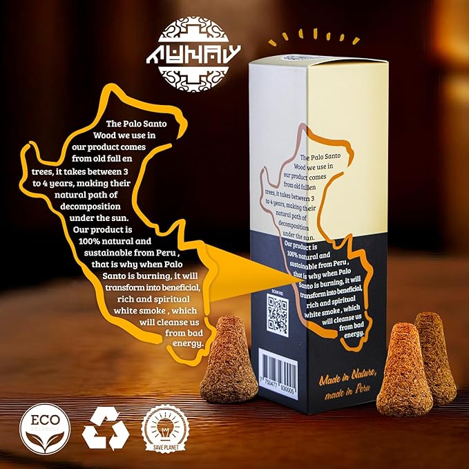 Palo Santo Cones l Handmade Bursera Graveolens Incense for Purifying, Cleansing and Meditation (20 Units Pack) l Sustainable Holy Wood l Munay Munay