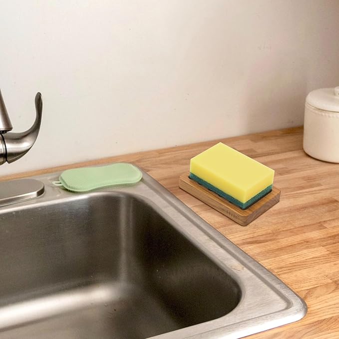 Slotted Bar Soap Holder Teak Wood by HTB, Kitchen Wooden Sponge Holder, Self Draining Soap Dish for Shower, Sink, Bathroom, Bathtub, RV - Bloomnest