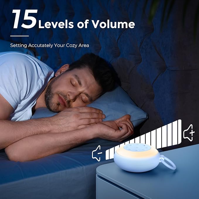 Sizi Sleep Sound Machine for Baby, Portable White Noise Sound Machine with Night Light, 3min Voice Record, 24 Soothing Noise Sounds Therapy, 3 Auto-Off Timer with Memory Fuction, Baby Shower Gifts - Bloomnest
