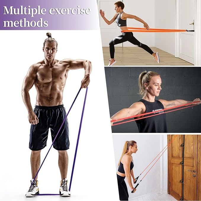 Resistance Bands for Working Out, Pull Up Assistance Bands, Exercise Workout Bands for Men & Women, Gym Bands with Door Anchor & Handle, Stretching Bands for Physical Therapy, Muscle Training - Bloomnest