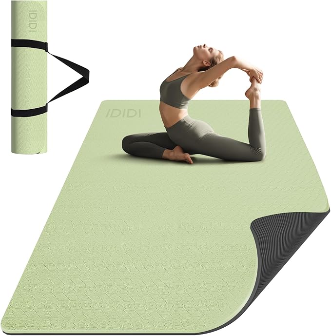 Large Yoga Mat (6'x 4') - Extra Long and Wide 72 x 48 inches, Non-Slip POE Fitness Mat, Eco-Friendly, Thick Wide Exercise Mat for Home Workouts,Ideal for Yoga and Pilates.