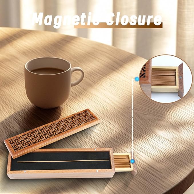 Incense Hoder Burner, Wooden Incense Storage Box for Sticks, Incense Stick Stand Burner Ash Catcher Tray for Meditation Yoga Spa Room Decor - Bloomnest