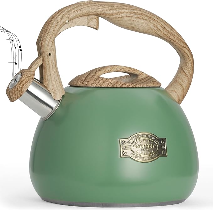 POLIVIAR Tea Kettle, 2.7 Quart Stovetop Tea Kettle, Audible Whistling Teapot, Food Grade Stainless Steel for Anti-Rust, Anti Hot Handle, Suitable for All Heat Sources (JX2022-MN30) - Bloomnest