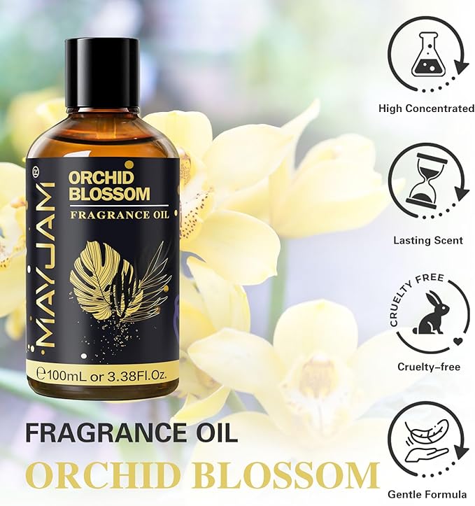 Orchid Blossom Fragrance Oil Essential Oil, MAYJAM 3.38FL.OZ Orchid Blossom Oil for Diffusers for Home, Long Lasting Scented Oils for Soap Candle Making - 100ML - Bloomnest