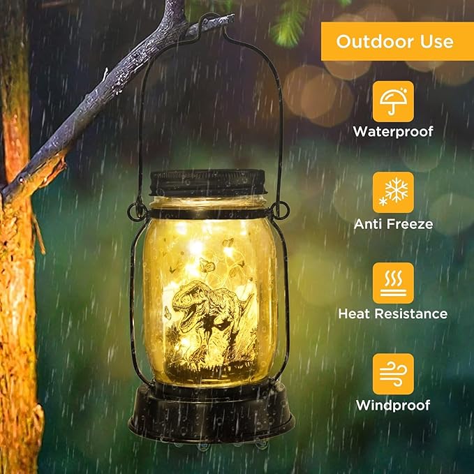 Dinosaur Gifts for Women/Men Tyrannosaurus Rex Lovers Solar Lantern Mom Birthday, Mothers Day, Christmas Gifts, Solar Tyrannosaurus Rex Garden Decoration Outside for Yard, Patio,Backyard,Porch, Torche - Bloomnest