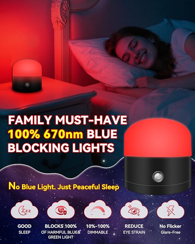 Neporal REDIX 670nm Red Light for Sleep, 100% Blue Light Blocking Night Light, Dimmable & 4 Timer Natural Promoting Melatonin for Fall Sleep, Specific Remote Touch Control Sleep Lamp for Bedroom - Bloomnest