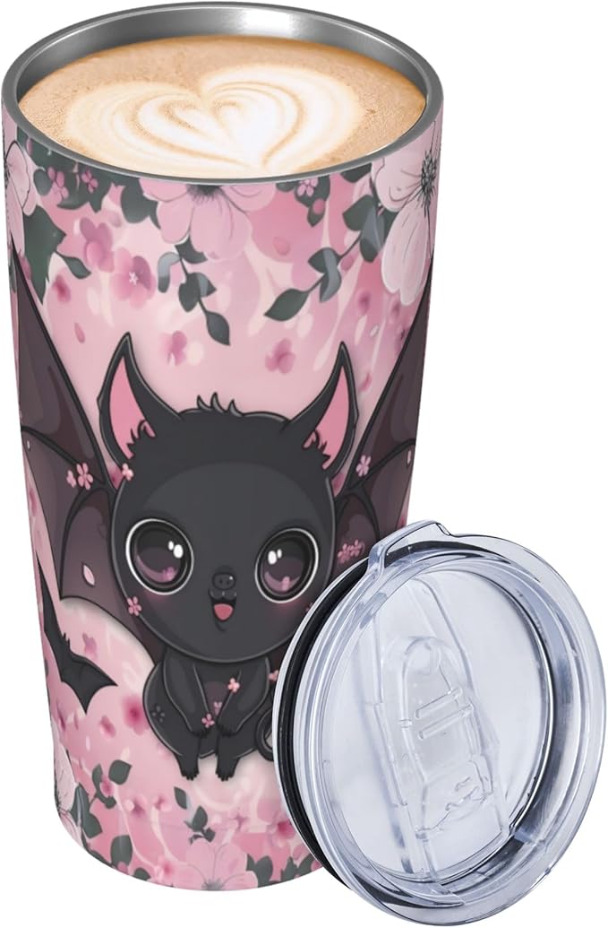 Bat Tumbler with Lid and Straw 20 oz Stainless Steel Cup Insulated Tumbler Coffee Mug for Home Office or Car Christmas Birthday Gifts - Bloomnest