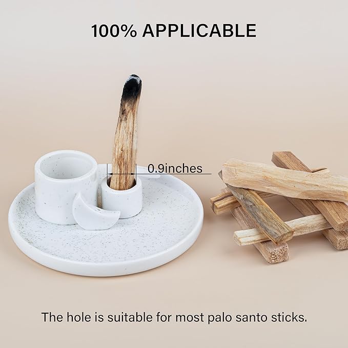 ZenBless Incense Burner, Palo Santo Sage Candle Holder for Burning, Incense Holder for Sticks, Ceramic Ash Catcher Tray for Meditation Yoga Room Home Decor Spritual Gifts(White) ZenBless