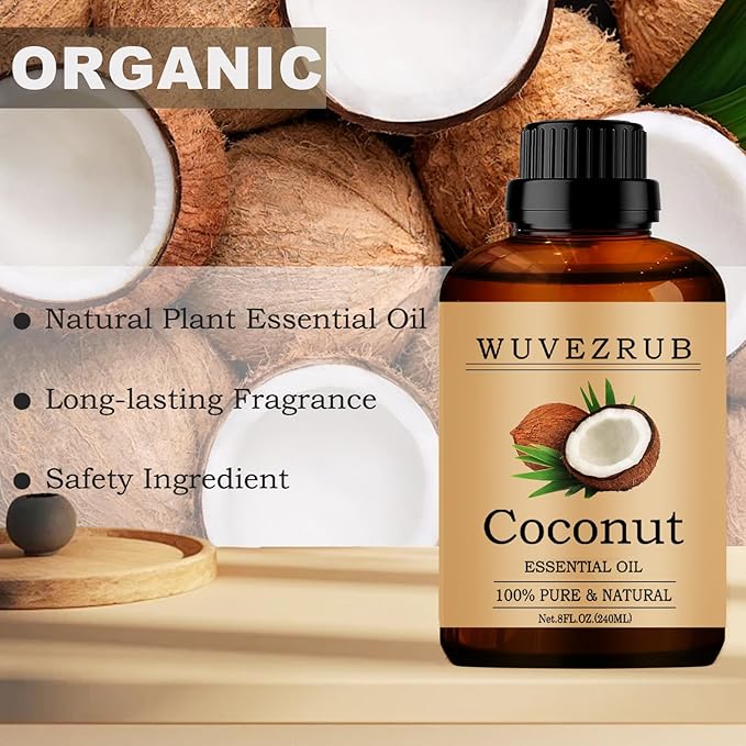 Coconut Essential Oil -, Pure and Natural for Aromatherapy Diffuser - 240ML/8 Fl Oz - Bloomnest