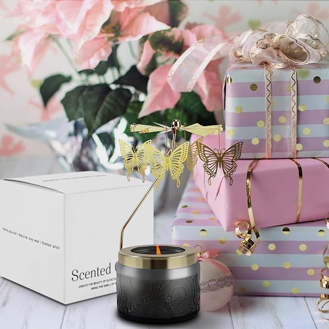 Butterfly Gifts for Women, Rotatable Candle Gifts, Vanilla Cream Scented Candles Anniversary Christmas Thanksgiving, Unique Butterfly Best Girl, Friends,Mom, Gray - Bloomnest