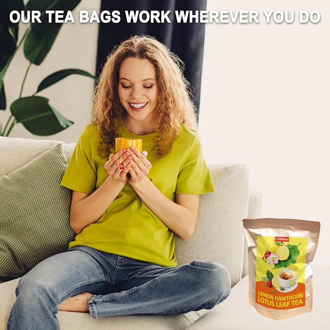 40 Bags Zesty Lemon Hawthorn Lotus Leaf Tea, Caffeine-Free Natural Ingredients Herbal Tea Bags, Improve Digestion, No Additives, Daily Enjoyment Tea for Women - Bloomnest
