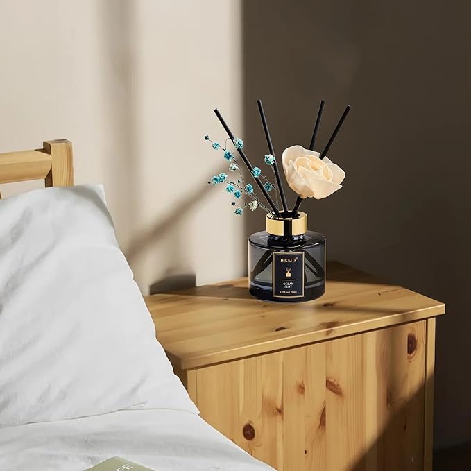 Airkeep Flower Reed Diffusers Set, 5.07 oz Ocean Mist Scented Oil Diffuser with 8 Reed Sticks, Home Fragrance Diffuser Gift Set for Bathroom & Office Decor 150ml - Bloomnest