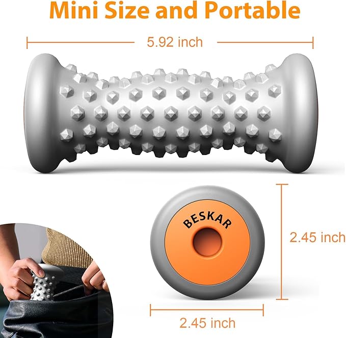 BESKAR Foot Massager Roller for Plantar Fasciitis Relief, Portable Feet Roller to Deep Tissue Muscle Massage, Foot Arch and Heel Pain, Reflexology Tool - Bloomnest