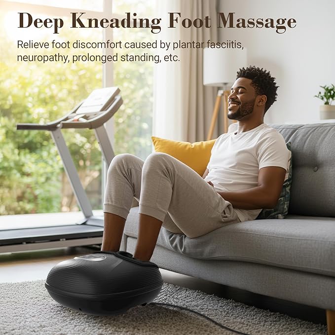 Foot Massager FSA Eligible HSA, Feet Massager with Heat for Plantar Fasciitis Relief, 5 Levels Compression & Vibration Massage for Neuropathy, Christmas Gifts for Women Men, Fits Up to 13"