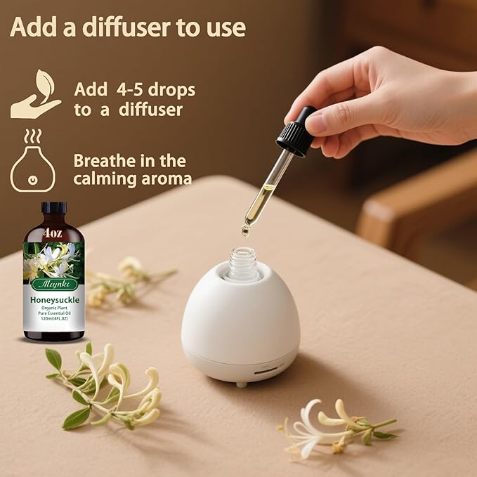 Honeysuckle Fragrance Oil-Honeysuckle Essential Oil 4.33oz (130ml)-100% Pure Natural Scent for Diffusers, Candles, Soap Making & Aromatherapy-Relaxing Home & Gift Essential Oil for Bath, Massage - Bloomnest