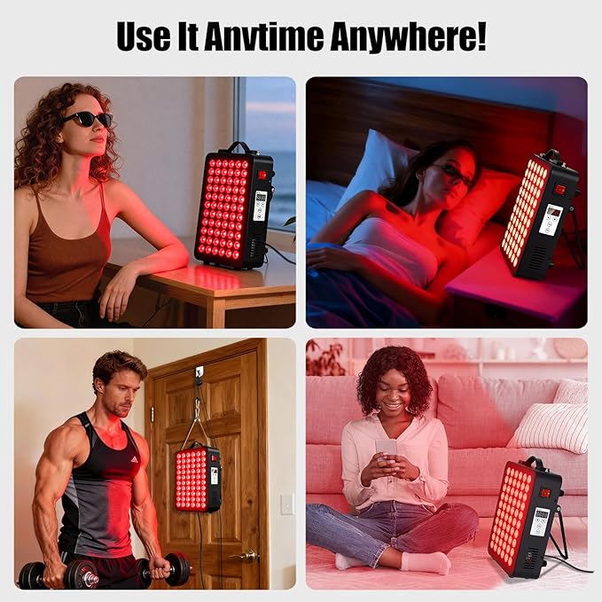 Red Light Therapy for Body Panel, LED 660nm Red Light Panel & 850nm Near-Infrared Therapy Device, 60 Dual Chip LEDs,Touchscreen Controls, Adjustable Stand/Timer, Hanging Kit/Handle/Eyewear